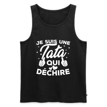 Je suis une tata qui déchire - Débardeur bio Premium Homme - noir - Devant - AI Model Male 178 light (178cm)