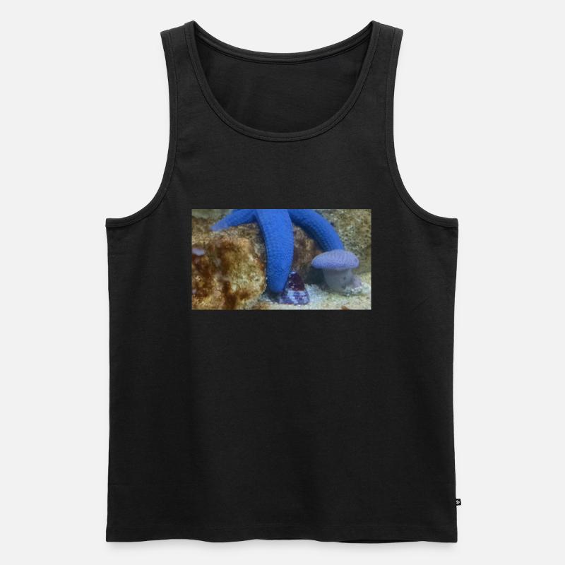 Blauer Seestern - Männer Premium Bio Tank Top - Schwarz