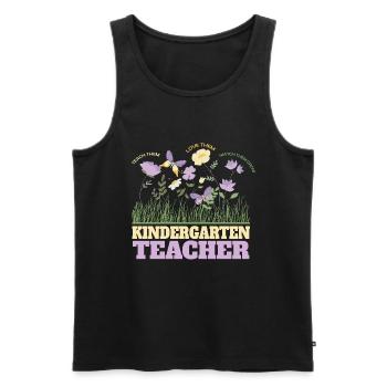 Kindergarten Teacher Flower Groovy Teacher Back to top - Men's Premium Organic Tank Top - black - Front - AI Model Male 178 light (178cm)