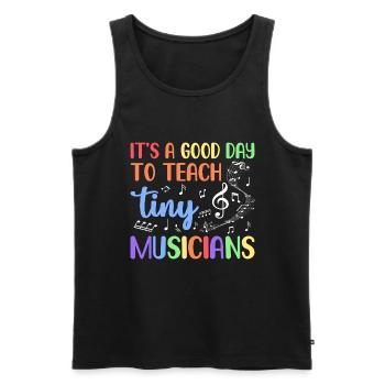 C’est une bonne journée pour enseigner aux petits musiciens - Débardeur bio Premium Homme - noir - Devant - AI Model Male 178 light (178cm)
