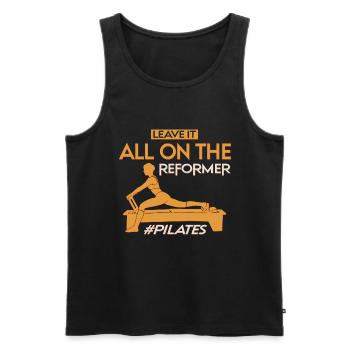 Laissez tout sur le motif Reformer Pilates - Débardeur bio Premium Homme - noir - Devant - AI Model Male 178 light (178cm)