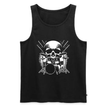 Drums and skull drummer rock band. - Men's Premium Organic Tank Top - black - Front - AI Model Male 178 light (178cm)