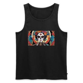 LA CATRINA DELUXE - Men's Premium Organic Tank Top - black - Front - Michal (187cm)