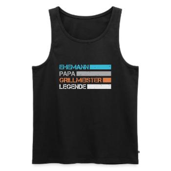 Ehemann - Papa - Grillmeister - Legende - Männer Premium Bio Tank Top - Schwarz - Vorne - Michal (187cm)