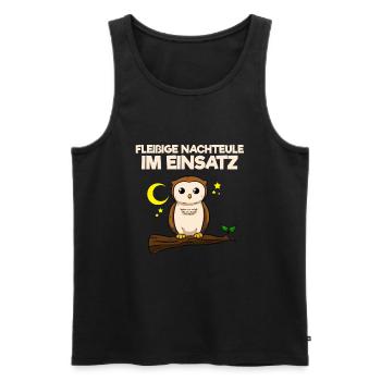 Fleißige Nachteule im Einsatz Krankenpflege Pflege - Männer Premium Bio Tank Top - Schwarz - Vorne - Michal (187cm)