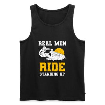 Real Men Ride Standing Up Jet Ski - Männer Premium Bio Tank Top - Schwarz - Vorne - AI Model Male 178 light (178cm)