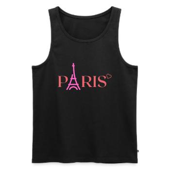 Paris Eiffel Tower France - Men's Premium Organic Tank Top - black - Front - AI Model Male 178 light (178cm)