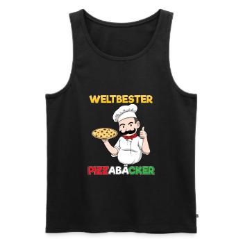 World's Best Pizza Maker Italy Pizza Pizzeria - Men's Premium Organic Tank Top - black - Front - Michal (187cm)