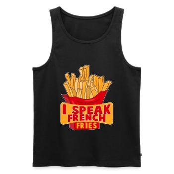 I Speak French Fries - Men's Premium Organic Tank Top - black - Front - Michal (187cm)