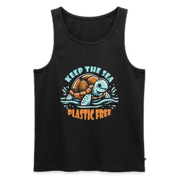 Keep The Sea Plastic Free Schildkröte Motiv - Männer Premium Bio Tank Top - Schwarz - Vorne - Michal (187cm)