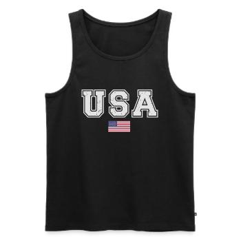 TEAM USA amerikanische Flagge Fahne unter Schrift - Männer Premium Bio Tank Top - Schwarz - Vorne - Michal (187cm)
