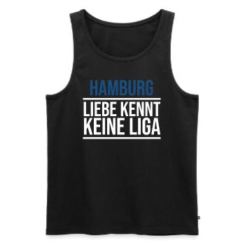 Hamburg Fußball Liebe kennt keine Liga - Männer Premium Bio Tank Top - Schwarz - Vorne - Michal (187cm)