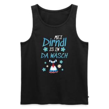 Dirndl Tracht | Mei Dirndl is in da - Männer Premium Bio Tank Top - Schwarz - Vorne - AI Model Male 178 light (178cm)