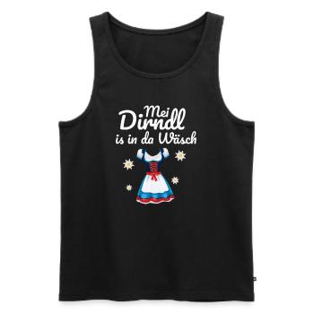 Dirndl Tracht | Mei Dirndl is in da - Männer Premium Bio Tank Top - Schwarz - Vorne - AI Model Male 178 light (178cm)
