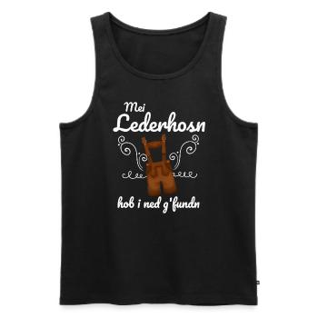 Trachtenshirt Herren Lederhosen - Männer Premium Bio Tank Top - Schwarz - Vorne - AI Model Male 178 light (178cm)