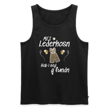Trachtenshirt Herren Lederhosen - Männer Premium Bio Tank Top - Schwarz - Vorne - AI Model Male 178 light (178cm)