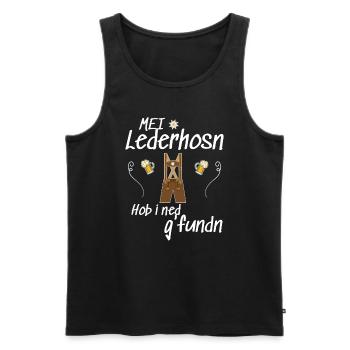 Trachtenshirt Herren Lederhosen - Männer Premium Bio Tank Top - Schwarz - Vorne - AI Model Male 178 light (178cm)