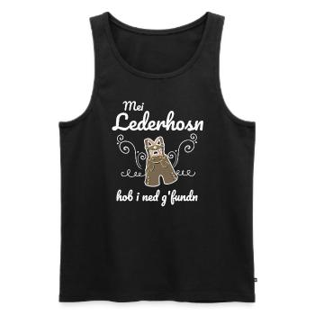 Trachtenshirt Herren Lederhosen - Männer Premium Bio Tank Top - Schwarz - Vorne - AI Model Male 178 light (178cm)