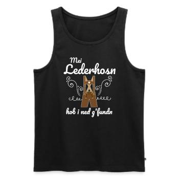 Trachtenshirt Herren Lederhosen - Männer Premium Bio Tank Top - Schwarz - Vorne - Michal (187cm)