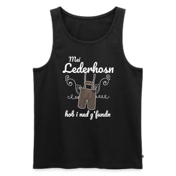 Trachtenshirt Herren Lederhosen - Männer Premium Bio Tank Top - Schwarz - Vorne - AI Model Male 178 light (178cm)