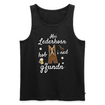 Trachtenshirt Herren Lederhosen - Männer Premium Bio Tank Top - Schwarz - Vorne - AI Model Male 178 light (178cm)