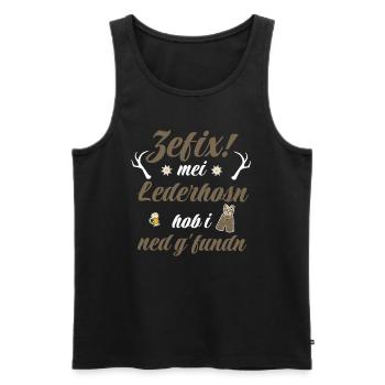 Trachtenshirt Herren Lederhosen - Männer Premium Bio Tank Top - Schwarz - Vorne - AI Model Male 178 light (178cm)