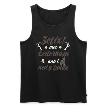 Trachtenshirt Herren Lederhosen - Männer Premium Bio Tank Top - Schwarz - Vorne - AI Model Male 178 light (178cm)