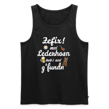 Trachtenshirt Herren Lederhosen - Männer Premium Bio Tank Top - Schwarz - Vorne - AI Model Male 178 light (178cm)