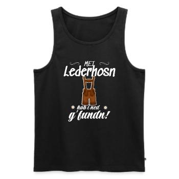 Trachtenshirt Herren Lederhosen - Männer Premium Bio Tank Top - Schwarz - Vorne - AI Model Male 178 light (178cm)