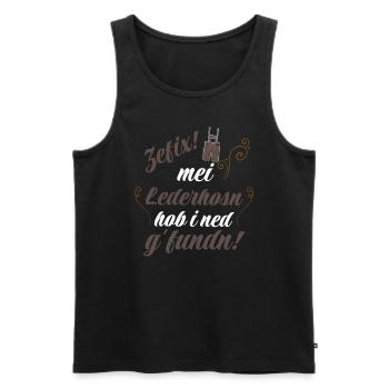 Trachtenshirt Herren Lederhosen - Männer Premium Bio Tank Top - Schwarz - Vorne - AI Model Male 178 light (178cm)