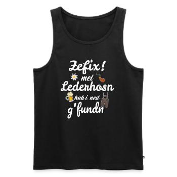Trachtenshirt Herren Lederhosen - Männer Premium Bio Tank Top - Schwarz - Vorne - AI Model Male 178 light (178cm)
