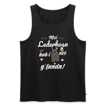 Trachtenshirt Herren Lederhosen - Männer Premium Bio Tank Top - Schwarz - Vorne - AI Model Male 178 light (178cm)