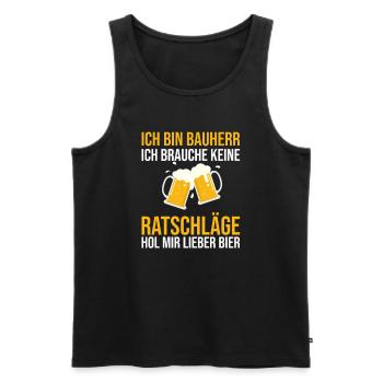 Bauherr Bier Hausbau Eigenheim Richtfest 2022 - Männer Premium Bio Tank Top - Schwarz - Vorne - Michal (187cm)