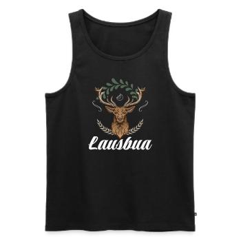 Lausbua Hirsch Lederhosen - Männer Premium Bio Tank Top - Schwarz - Vorne - Michal (187cm)