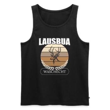 Lausbua Hirsch Lederhosen - Männer Premium Bio Tank Top - Schwarz - Vorne - AI Model Male 178 light (178cm)