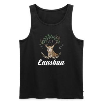 Lausbua Hirsch Lederhosen - Männer Premium Bio Tank Top - Schwarz - Vorne - AI Model Male 178 light (178cm)