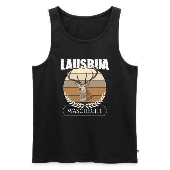 Lausbua Hirsch Lederhosen - Männer Premium Bio Tank Top - Schwarz - Vorne - Michal (187cm)