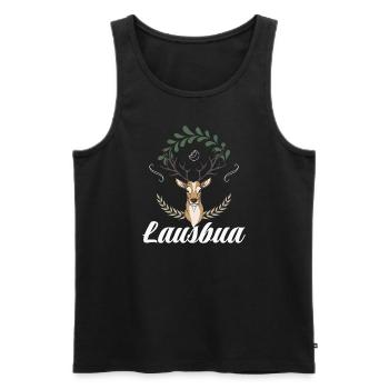 Lausbua Hirsch Lederhosen - Männer Premium Bio Tank Top - Schwarz - Vorne - AI Model Male 178 light (178cm)