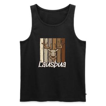 Lausbua Hirsch Lederhosen - Männer Premium Bio Tank Top - Schwarz - Vorne - Michal (187cm)