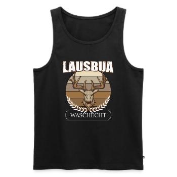 Lausbua Hirsch Lederhosen - Männer Premium Bio Tank Top - Schwarz - Vorne - AI Model Male 178 light (178cm)