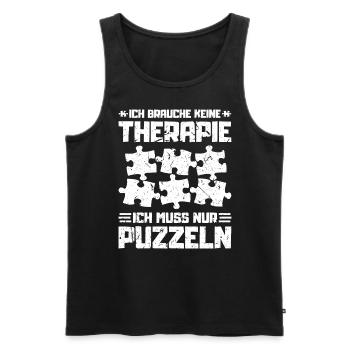 Ich Brauche Keine Therapie Puzzeln Puzzle - Männer Premium Bio Tank Top - Schwarz - Vorne - AI Model Male 178 light (178cm)
