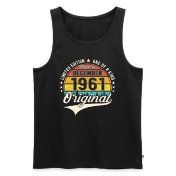 Original December 1961 61st birthday gift - Men's Premium Organic Tank Top - black - Front - Michal (187cm)