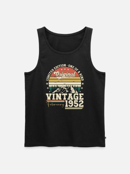 February Vintage 1952 71st Birthday Gift Husband - Men's Premium Organic Tank Top - black
