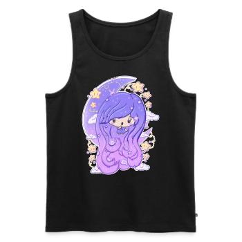 Moon and stars bubble head girl - Men's Premium Organic Tank Top - black - Front - Michal (187cm)