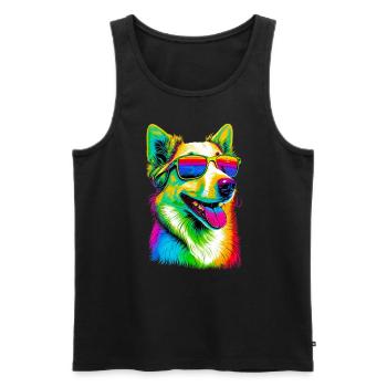 Super süße Retro Regenbogen Sommer Corgi Corgeek Kunst - Männer Premium Bio Tank Top - Schwarz - Vorne - Michal (187cm)