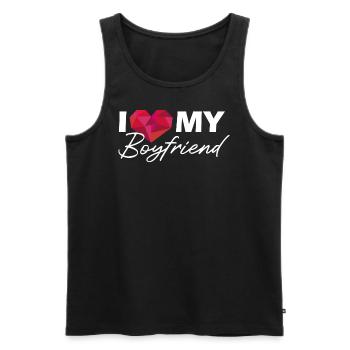 J’aime mon petit ami Chemise, Couple Saint-Valentin cadeaux - Débardeur bio Premium Homme - noir - Devant - AI Model Male 178 light (178cm)