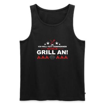 Grilling - burn fat - Men's Premium Organic Tank Top - black - Front - AI Model Male 178 light (178cm)