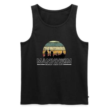 Lustig Mannheim Retro - Männer Premium Bio Tank Top - Schwarz - Vorne - Michal (187cm)