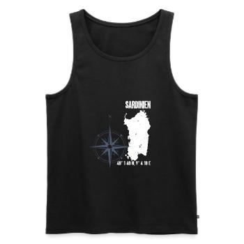 Sardinien Insel Koordinaten Karte Urlaub - Männer Premium Bio Tank Top - Schwarz - Vorne - AI Model Male 178 light (178cm)
