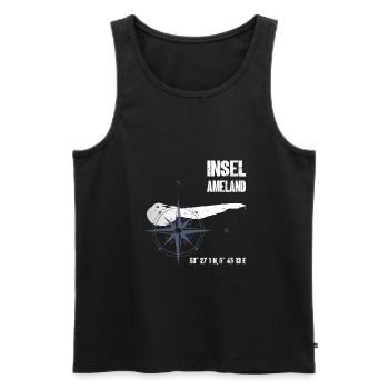 Ameland Nordsee Insel Koordinaten Karte Urlaub - Männer Premium Bio Tank Top - Schwarz - Vorne - AI Model Male 178 light (178cm)